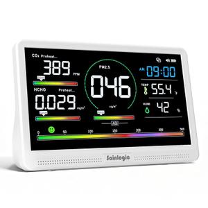 Sainlogic 16 in 1 Professional Air Quality Monitor Indoor with 7.2" Display & 3-Color 7 AQI Alerts,CO2 Monitor Air Quality Tester for CO2,HCHO,TVOC,PM2.5 PM1.0 PM10,Humidity,Temp & Time Meter for Home