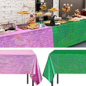 ZOIIWA 2PCS Pink and Green Party Decorations Witch Theme Holographic Tablecloth 54×108In Metallic Shimmer Table Covers Shiny Laser Tablecloth for Witch Princess Themed Party Disco Cosplay Birthday