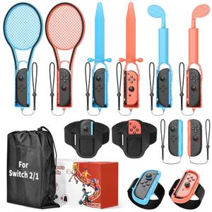 [ / ] Switch Sports Accessories Kit for Nintendo Switch 2(2025)/Switch 1/OLED,Family Party Game Bundle Set for Joy-Con 2 with Storage Carrying Bag for NS2 Sports