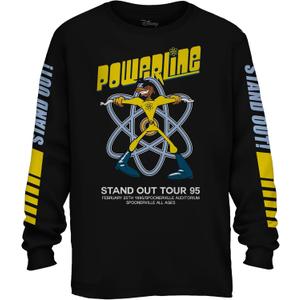 Disney Powerline Goofy Stand Out Tour Long Sleeve Mens T-Shirt (Small, Black)