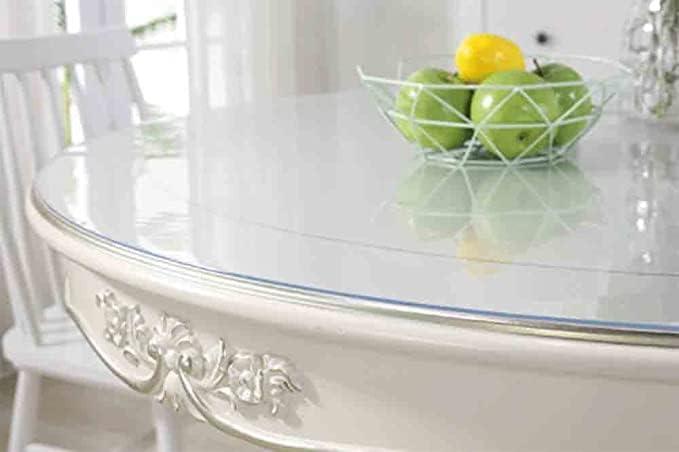 Round Clear Table Protector for Dining Room Table, Dining Table Cover Protector, Clear Tablecloth Protector, PVC Clear Table Pad for Kitchen Wooden Table (Round 47 inch Diameter,1.0mm Thick)