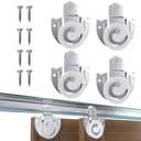 LITGURU 4 Piece Sliding Wardrobe Door Hardware Set, Sliding Closet Door Roller Kit to Allow Wardrobe Cabinet Doors to Slide Smoothly and Quietly with Screws (#1, 2)