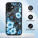 OOK Magnetic Case Fit for iPhone 16 6.1 Inch (Compatible with MagSafe) Soft TPU and Hard PC Phone Cover with Blue Floral Flowers Anti-Scratch Shockproof Protection Case for Women