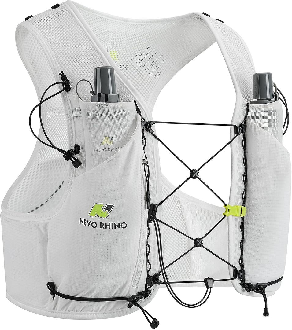 N NEVO RHINO Running Hydration Vest with 2 TPU 250ml Soft Flasks Lightweight Water Vest for Women Men, Adjustable Chest Straps, Hydration Backpack for Shorter Runs Medium Size