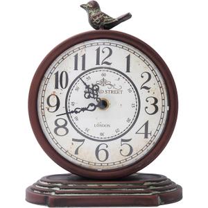 HZDHCLH Vintage Table Clock with Bird,Retro Mantel Clock Battery Operated,Metal Clock for Living Room Shelf Desk Table Fireplace Decor (Rufous)