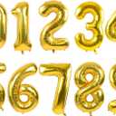 TONIFUL Number Balloons 16 Inch Gold 0-9 Number Mylar Foil Balloons 10 Pcs Gold Custom Digital Balloons for Birthday Party Engagement Graduations Anniversary Baby Shower Decorations Party Supplies