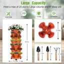 Vertical Strawberry Planter 7 Tier Stackable Tower Herb Planters Stacking Outdoor Garden Red Planters Pot with Tools Mover for Growing Flowers, Vegetables and Succulents