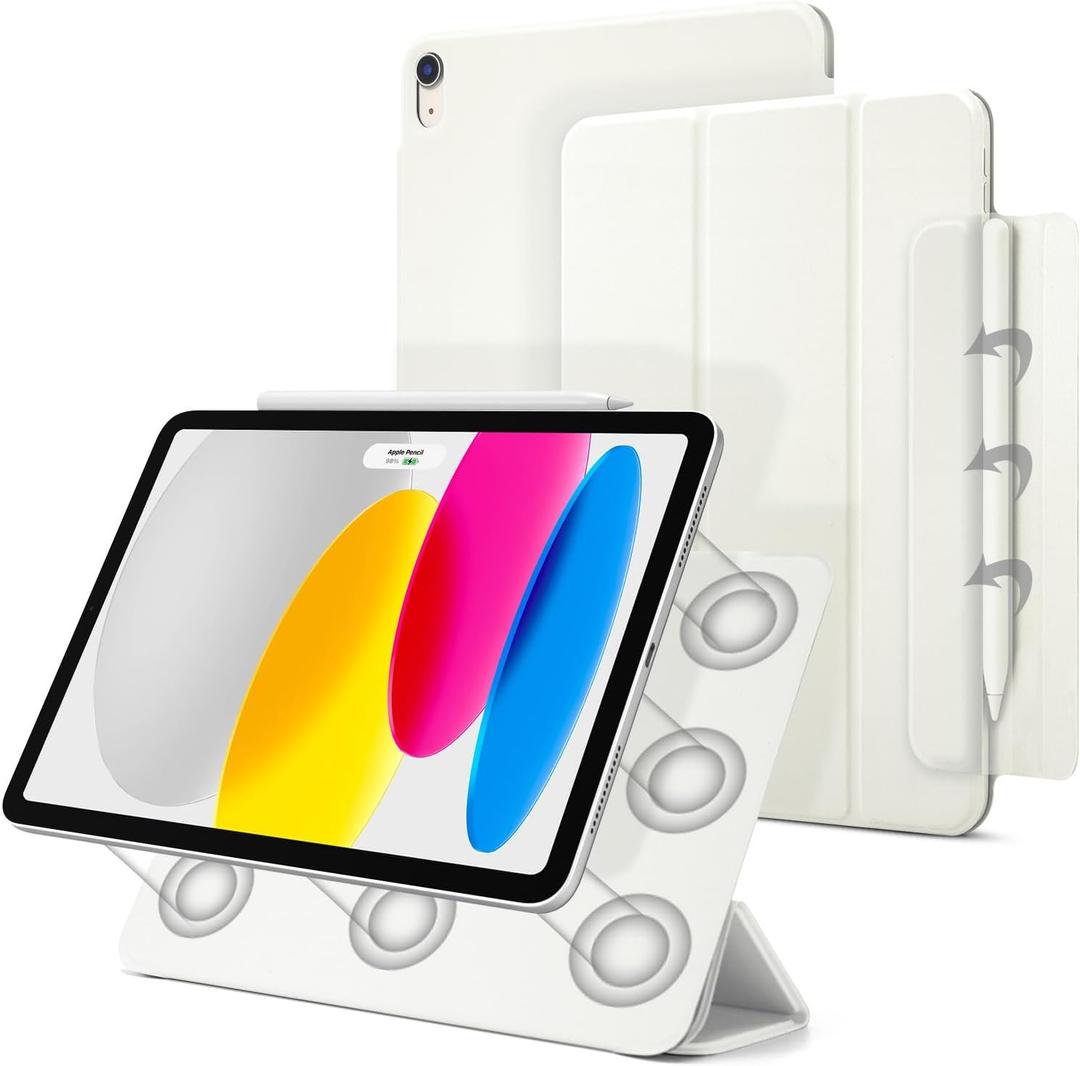 Magnetic Case for iPad (A16) 11th Generation 11 Inch 2025, Smart Folio for iPad 10th Generation 10.9 inch 2022, Trifold Stand Tablet Cover with Auto Sleep/Wake, Slim Lightweight Case, White