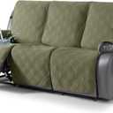 TAOCOCO 100% Waterproof Recliner Sofa Cover, Non Slip Split Couch Covers for Reclining Couches with Straps, Washable Reclining Sofa Cover Furniture Protector for Kids Pets(3 Seater, Green)