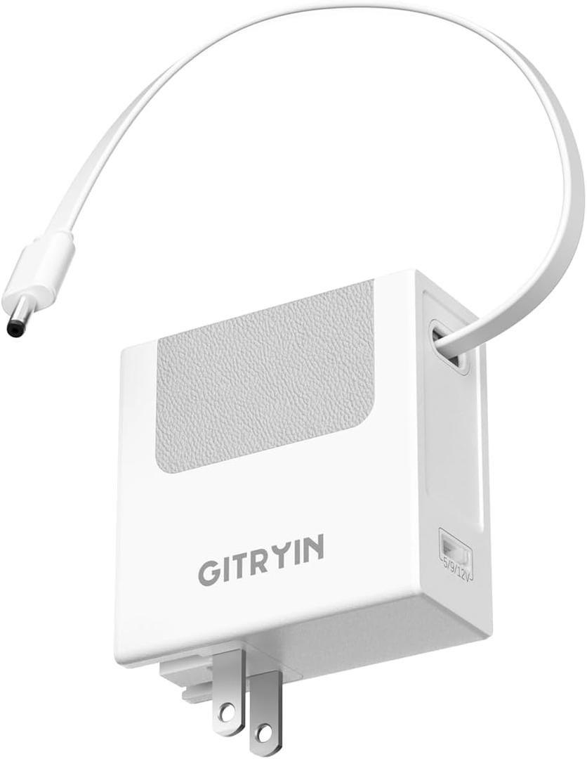 Gitryin 12V 2.5A Power Supply Adapter with Retractable 33.5in DC Power Cord, 30W Retractable Charger with Foldable Plug, Compatible for LED Strip Light, Camera, BT Speaker, GPS, Webcam, Router, TV Box