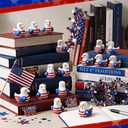 Soulchen 100 Pcs 4th of July Mini Patriotic Eagle Duck Figurine Bulk Mini Veteran Duck 250th Anniversary Independence Day Tiny Animal Figurine Bald Eagle for 4th of July Home Office Desk Hide and Seek