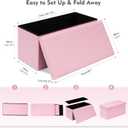 B FSOBEIIALEO Folding Storage Ottoman, Faux Leather Footrest Seat Long Shoes Bench Box Chest, Pink 30"x15"x15"