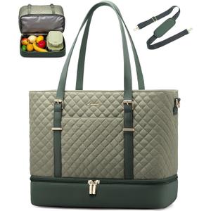 LOVEVOOK Lunch Tote Bag for Women, 15.6 Inch Laptop Work Bag With Lunch Compartment & Large Cup Holder, Lightweight Work Briefcase for Travel, Bussiness, Teacher