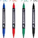 Dual Tip Permanent Markers, 16 Pack, Fine & Ultra Fine Tip, Fine Tip Permanent Markers, Quick Drying, Works on wood, Paper, Plastic, Metal and Glass, for Home, Office and School use (16)