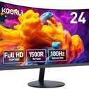 KOORUI 24 inch Curved Monitor, Full HD 1080P Curved Computer Monitor, 100Hz 1500R PC Screen, HDMI VGA, Tilt Adjustment, LCD Display, Eye Care, Black 24N5CA