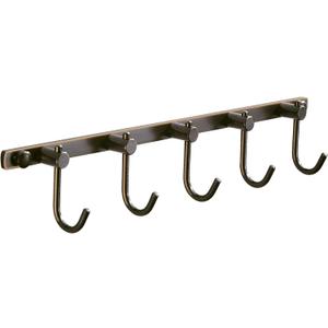 WINCASE Bronze Towel Hooks, Bathroom Rail Hook Rack Wall Mounted, Antique Oil Rubbed Brass Cloth Coat Rack with 5 Hooks Farmhouse