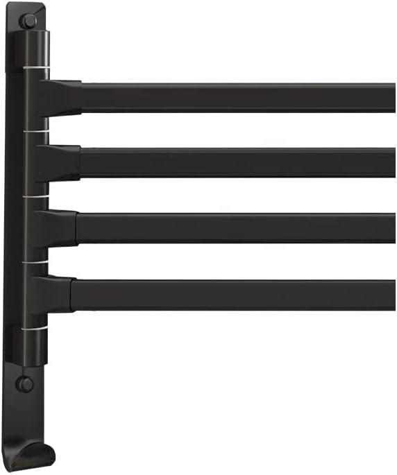 Swivel Bathroom Towel Bar Laundry Drying Rack 4-Arm Wall Mounted Towel Rack Hanger Towel Holder Organizer （Matte Black）