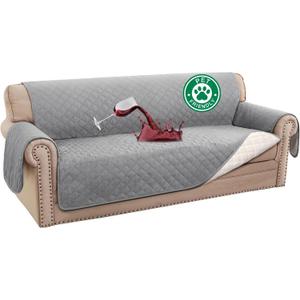 Turquoize 100% Waterproof Sofa Covers Couch Cover Sofa Cover for Dogs Couch Protector Triple Non-Slip Sofa Slipcover for 3 Cushion Couch Furniture Protector for Pets, Kids, Dog (Sofa 70", Dove Gray)