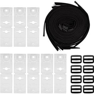 24pcs Solar Cover Reel Attachment Kit for In-Ground Swimming Pool, Including 8pcs Pool Solar Blanket Straps with Fastener Tabs & 8pcs Cord Plates & 8pcs Buckle