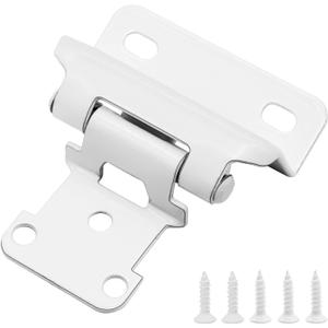 1/2" Overlay Semi Partial Wrap Cabinet White Hinges, 4 Pairs (8 Pcs) Self Closing White Hinges for Variable Kitchen Bathroom Cabinets Cupboard Doors