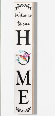 4.75FT Welcome Wooden Porch Sign, Front Door Standing Large Welcome Porch Sign with Hummingbird for Home Front Door Yard Season Party Decor Wall Yard Garage