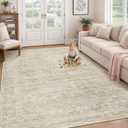 Washable Rug 6x9 Area Rugs: Modern Geometric Rugs for Living Room Non Slip Soft Low Pile Moroccan Indoor Carpet for Bedroom Nursery Dining Room Home Office Children's Room (Beige, 6'x9')