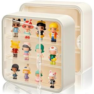 AVLA 2 Pack Display Case for Figures, 3 Tiers Clear Acrylic Doll Storage Box, Wall-Mounted Collectibles Display Stand, Minifigure Showcase with Magnetic Door for Mini Toys, Action Figures, Dust Proof