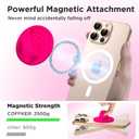 Magnetic Phone Ring Grip Holder, Silicone Finger Loop Grip, Compatible with MasSafe, Back of Phone for iPhone Pro Max/Plus/16/15/15/14/13/12 Series, Neon Pink