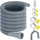 Elyfree 16.4ft Washing Machine Drain Hose, Universal Drain Hose Extension Kit for Washer, Dishwasher, Flexible Discharge Hose for LG/ GE/ Samsung, Fit up to 1-1/2 Inch Drain Outlets (16.4)