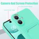 MZELQ TPU Wallet Compatible with iPhone 17 Case 2025, Card Holder Camera Protection Cover + Screen Protector, Push-able Slot for Girls Women -Green