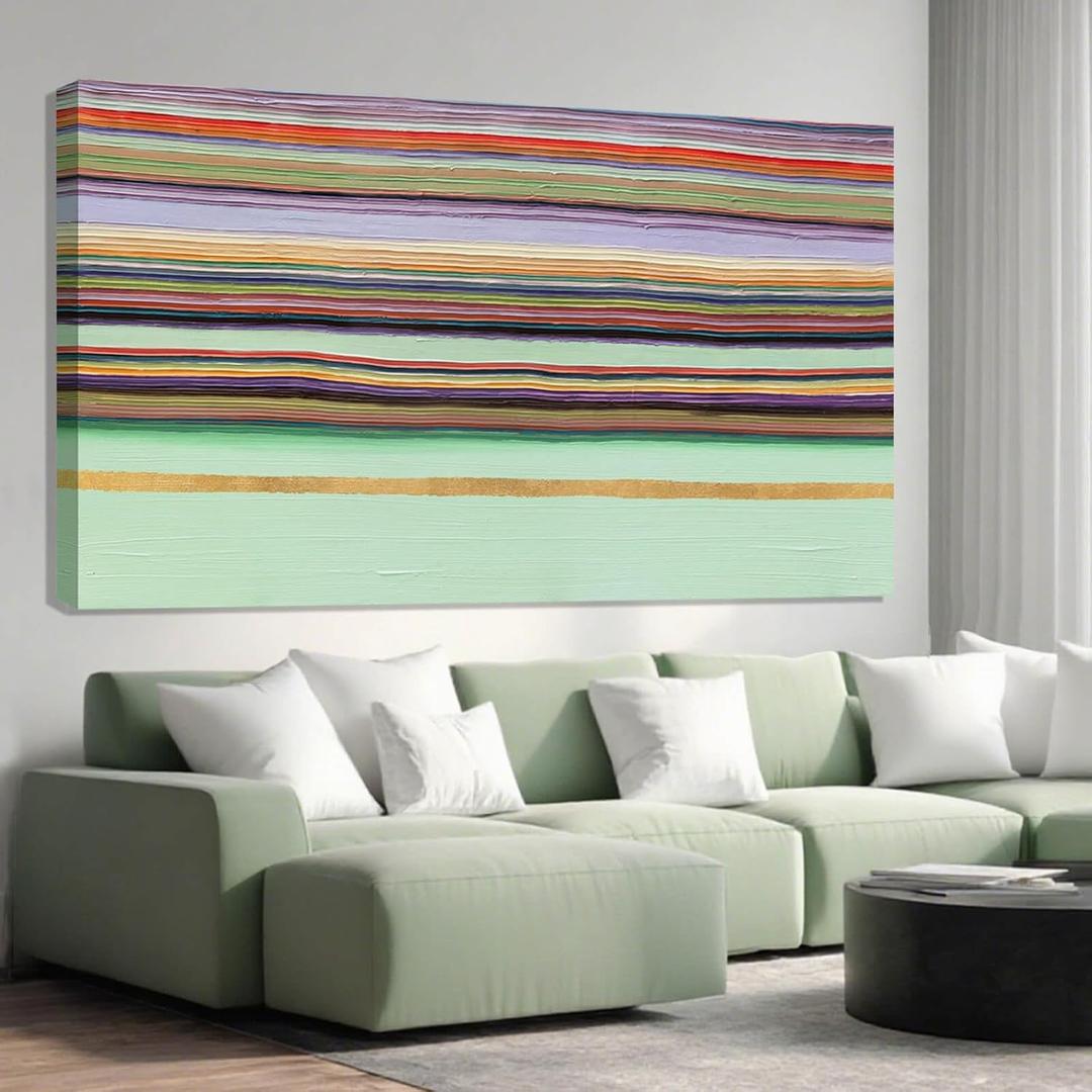 ZENPEE Green Canvas Wall Art - Modern Wall Decor Hanging Decor, Eclectic Wall Art, Dining Room Wall Decor, Room Posters for Living Room, Bedroom, Office Entryway, Hanging Art, 29" x 58"