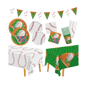 Baseball Party Supplies Kit for 24 - Complete with Dinner & Dessert Plates, Napkins, Cups, Banner & Tablecloth Baseball Birthday & Gameday Celebrations，Baseball Party Decorations & Favors