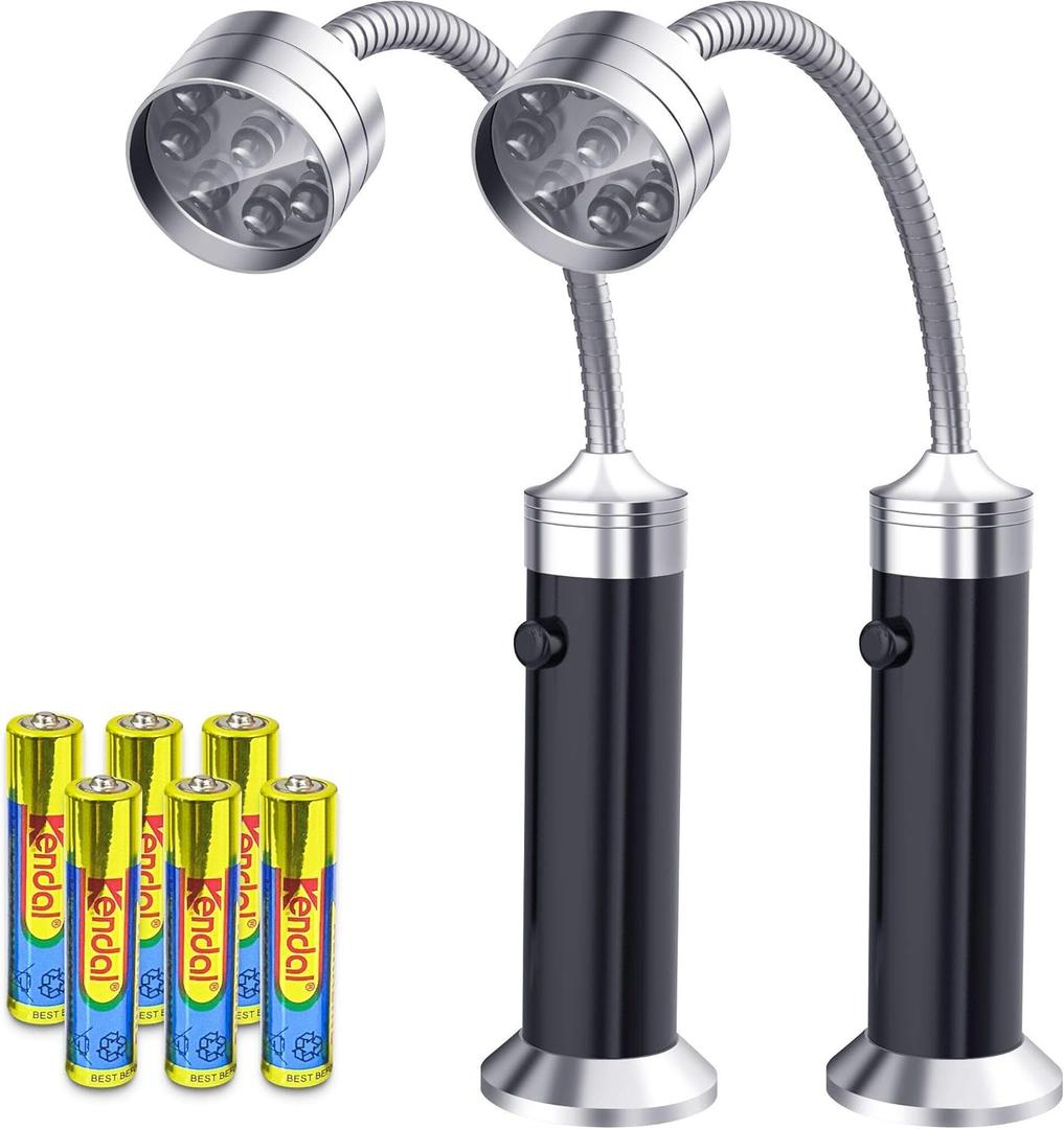 Barbecue Grill Light Grilling Accessories, Valentines Day Gifts for Him Men Dad Boyfriend Husband, Outdoor BBQ Magnetic LED Lights Flexible Gooseneck Weather Resistant Batteries Included 2 Pack (Black)