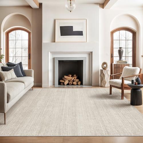 Valenrug Area Rugs 9x12 Living Room, Large Washable Rug Non Slip, Beige