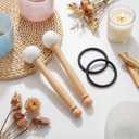 Nuanchu 4 Pcs Crystal Singing Bowl Mallet Bowl Striker and O Ring Set, Include 2 Rubber Head Wood Handle Mallet with 2 Rubber O Rings for Playing Crystal Singing Tool Buddhist Meditation Yoga