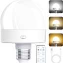 Rechargeable Battery Operated Light Bulbs, E26 Screw in (Magnetic Detachable) Light Bulb for Lamps with Remote Control DimmableTimer, Wireless Puck Emergency Lamp for Non-Hardwired Wall Sconce (1 Pack)