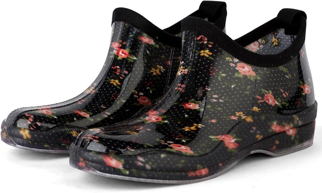 DaeRainy Womens Rain Boots Ankle Waterproof Garden Rainboot 8