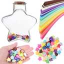 STOBAZA Rainbow Origami Star Paper Strips with Glass Wishing Bottle 540 Colorful Lucky Stars for Birthday Gift Decoration and Diy Craft Projects