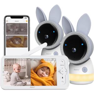 ARENTI Upgraded Baby Monitor with 2 Cameras, 4MP 2.4G & 5G WiFi Baby Camera Monitor, Infrared Night Vision, Night Light, 2-Way Audio, Cry&Motion Detection, Temp&Humidity Sensor, App Control (blue)