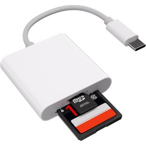 USB C SD Card Reader for iPhone, iPad, MacBook, 2-in-1 SD and TF Memory Card Adapter, USB 3.0 High Speed Data Transfer, Portable Trail Camera Viewer, Plug and Play