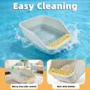 Large Cat Litter Box with High Sides,Cat Litter Pan for Indoor Big Cats,Open Top High Wall Kitty Litter Box with Low Entry for Kitten & Senior Cat,Easy to Clean,Anti-Splashing (Grey & Yellow)