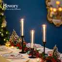 Hewory Black Candlestick Holders Hurricane Candle Holder, 3Pcs Candle Stick Candle Holder Candelabra, Taper Candle Holders with Glass Candle Cover for Wedding Table Centerpiece Christmas Decor