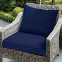 Fabuday Outdoor Chair Cushions Set - 22 x 22 Inch Waterproof & Fade Resistant Patio Furniture with Removable Cover Deep Seat & Back Pillow with Ties Replacement for Sunbrella Outside Sofa Couch Blue