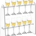 Champagne Wall Holder - 2-Tier Clear Acrylic Champagne Glass Holder Stand - Holds 10 Cups - Flute Stand for Drinks & Wine Glass Display Rack
