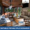 Outdoor Ceiling Fan with Light: 52 Inch 3 Blade Outdoor Fans for Patios - Modern Walnut Ceiling Fan with Dimmable Light Remote Control Ultra Quiet Reversible DC Motor Timer