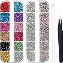 4488 Pieces Nail Art Rhinestones Crystal Flatback Rhinestones with Picker Pick Up Tweezers for Nails Art Clothes Shoes Bags Decoration(Colorful, AB Color and Clear)