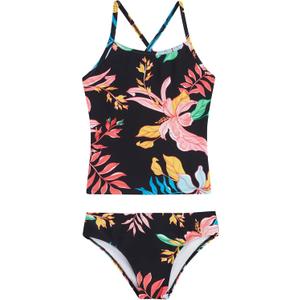 Kanu Surf Girls' Melanie Beach Sport UPF 50+ Banded Tankini 2-Piece Swimsuit (7, Spring Black)
