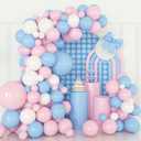 Pink and Blue Balloons Garland Kit, 124pcs Pink White Blue Latex Balloons Arch for Birthday, Baby Shower, Gender Reveal Party Decoration