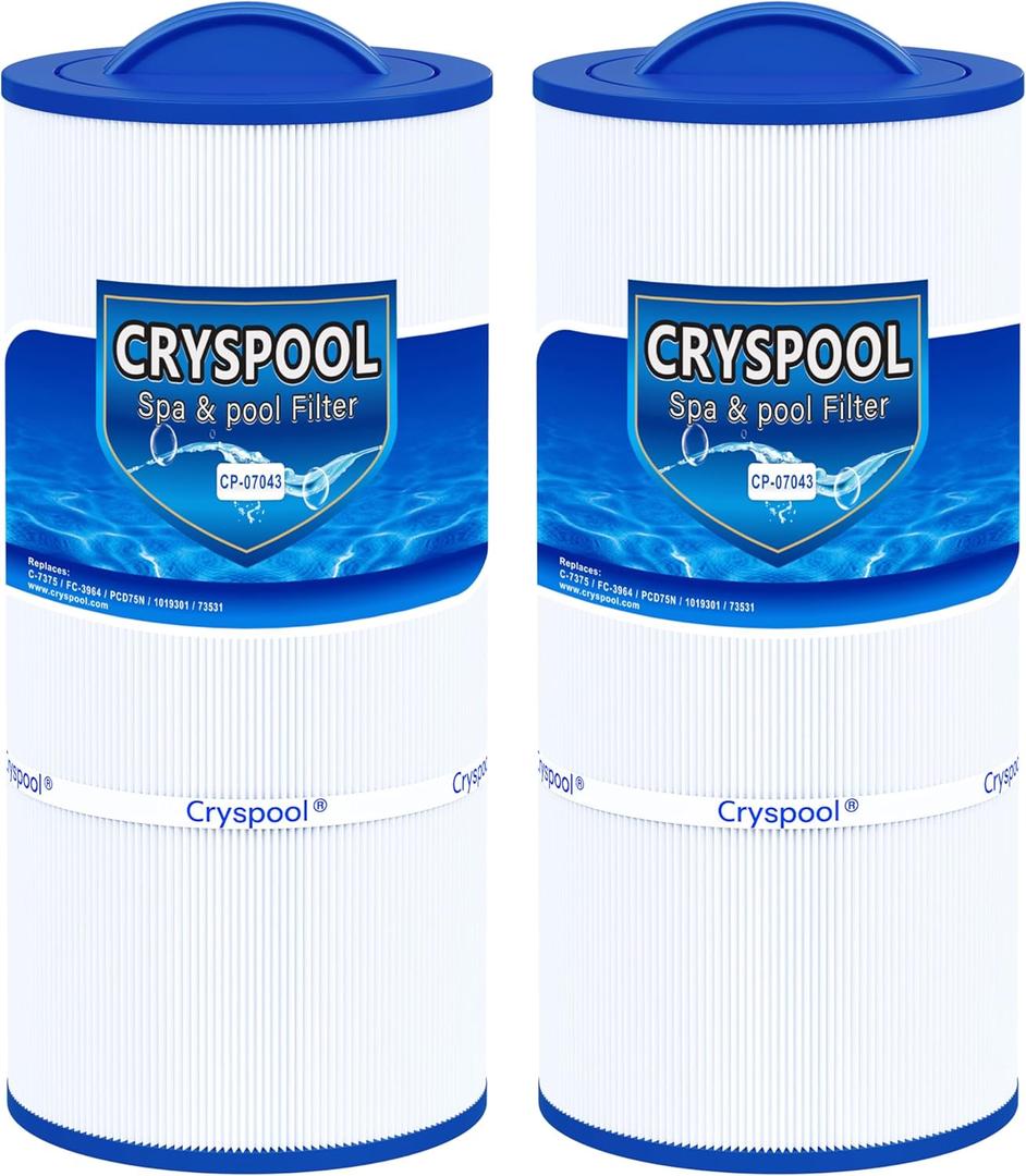 Cryspool 07043 Filter Compatible with Caldera 75, C-7375, 1019301, 73531, PCD75N, FC-3964, 75 Sq. Ft Spa Filter Cartridge, 2 Pack