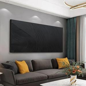 Black Wall Art Framed Abstract Canvas Pictures For Hand Painted Line Texture Wall Decor Modern Abstract Canvas Painting Artwork For Living Room Bedroom Home Office Wall Decorations Ready To Hang 20" X 40"